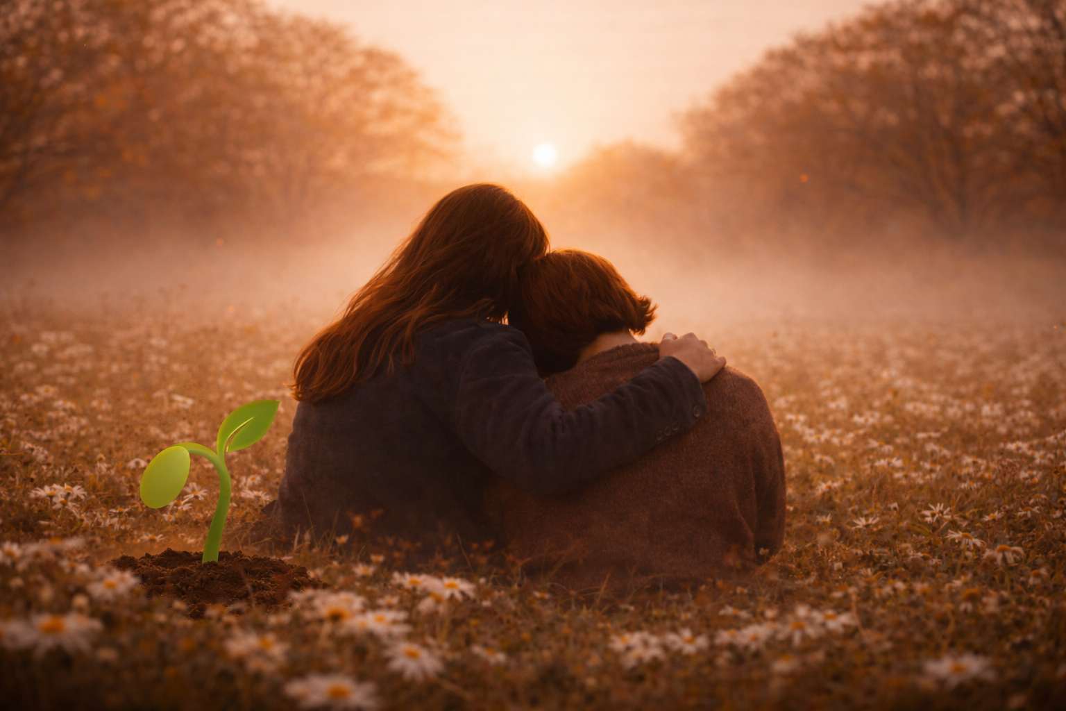 rouwverwerking met ontkiemend zaadje